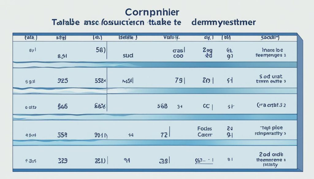 Dichtetabelle von Wasser bei verschiedenen Tempraturen